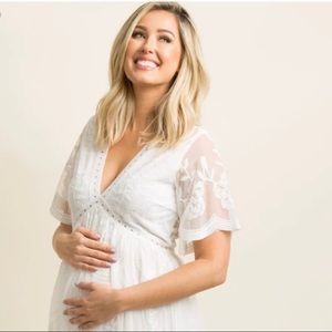 Pink Blush Lace Maternity Dress
